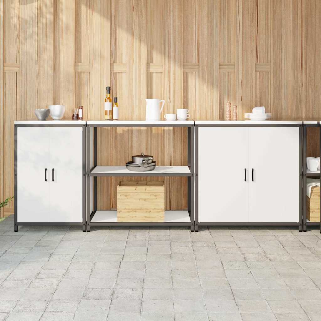 Küchenlager-Set 3 pcs Weiß 240 x 50 x 92 cm Kaltgewalzter Stahl