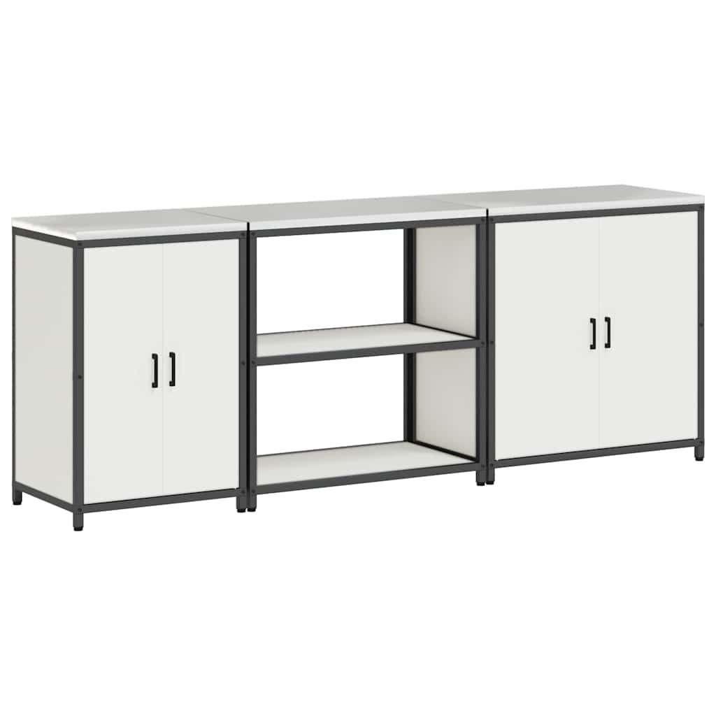 Küchenlager-Set 3 pcs Weiß 240 x 50 x 92 cm Kaltgewalzter Stahl
