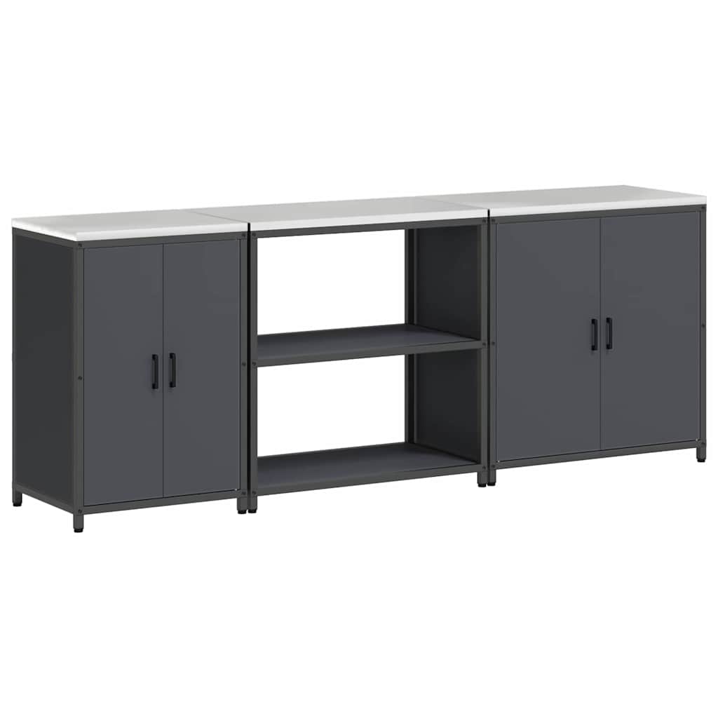 Küchenlager-Set mit Regal 3 pcs Anthrazit 240 x 50 x 92 cm