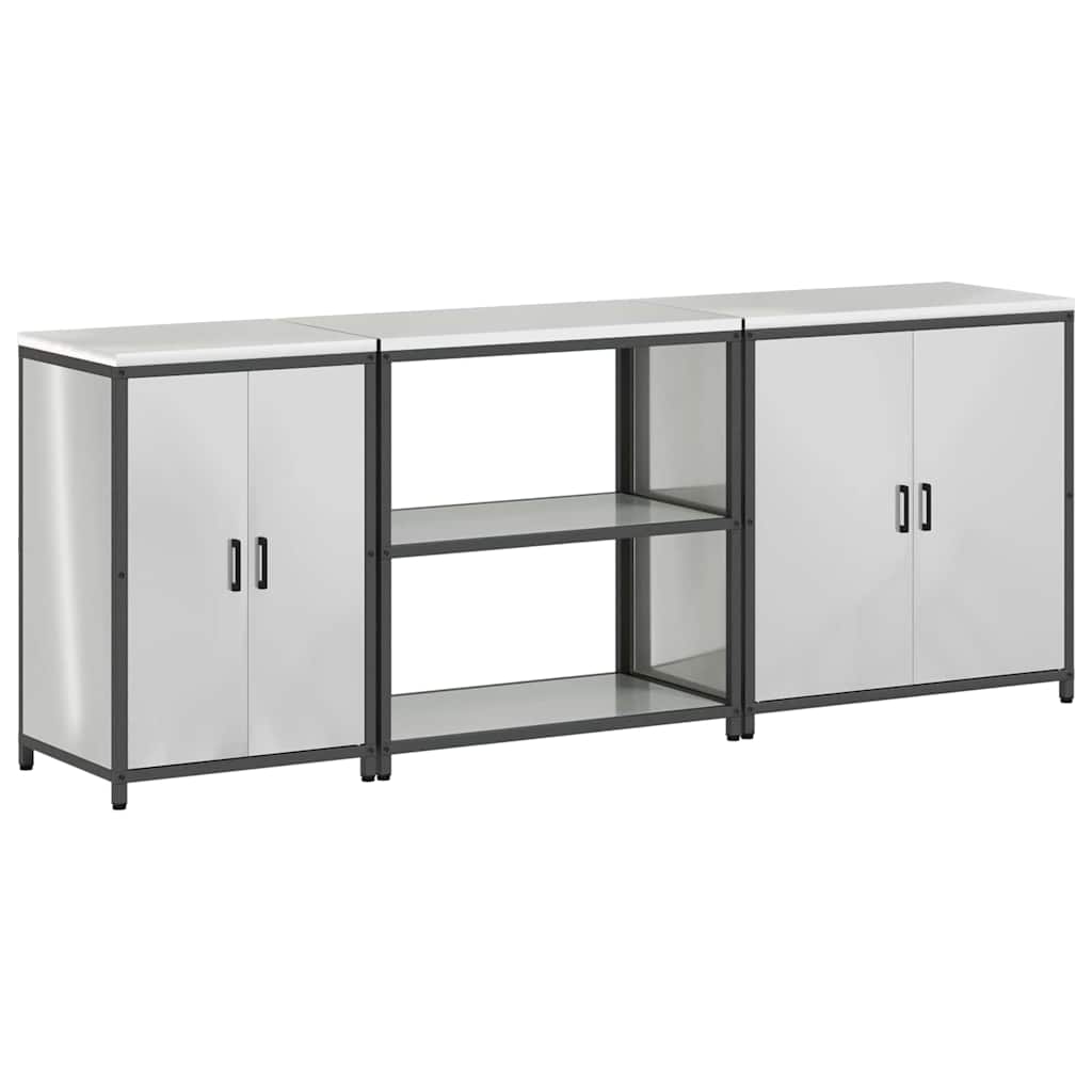 Küchenlager-Set 3 pcs Silber 240 x 50 x 92 cm Verzinkter Stahl