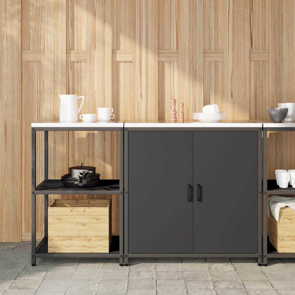 Küchenlager-Set mit Regal 2 pcs Schwarz 150 x 50 x 92 cm