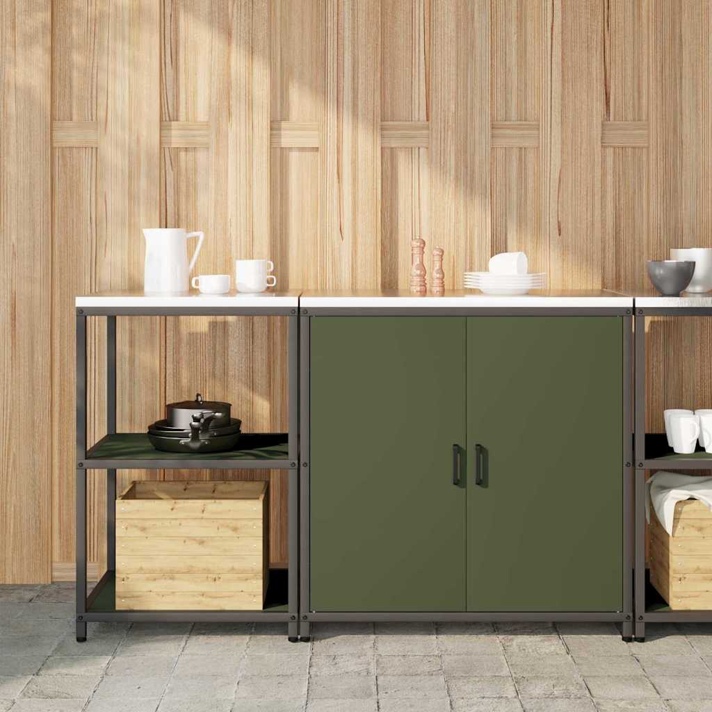 Küchenlager-Set mit Regal 2 pcs Olive Grün 150 x 50 x 92 cm