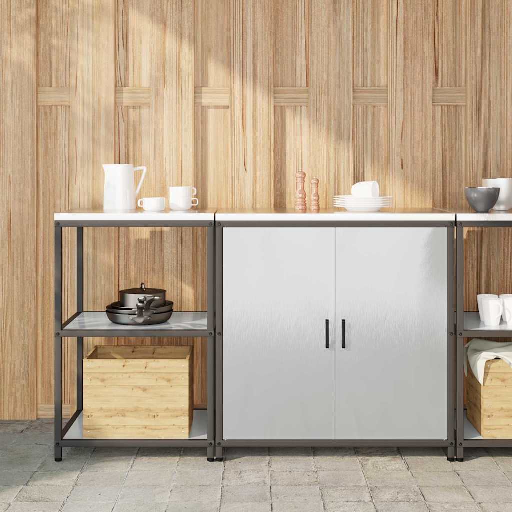 Küchenlager-Set 2 pcs Silber 150 x 50 x 92 cm Edelstahl