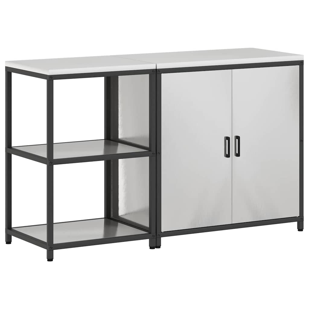 Küchenlager-Set 2 pcs Silber 150 x 50 x 92 cm Edelstahl
