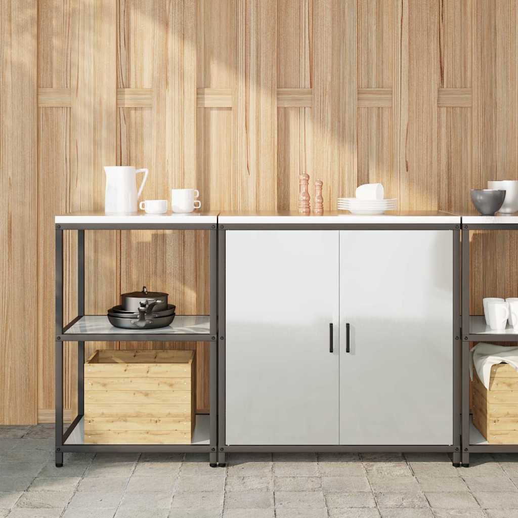 Küchenlager-Set 2 pcs Silber 150 x 50 x 92 cm Verzinkter Stahl
