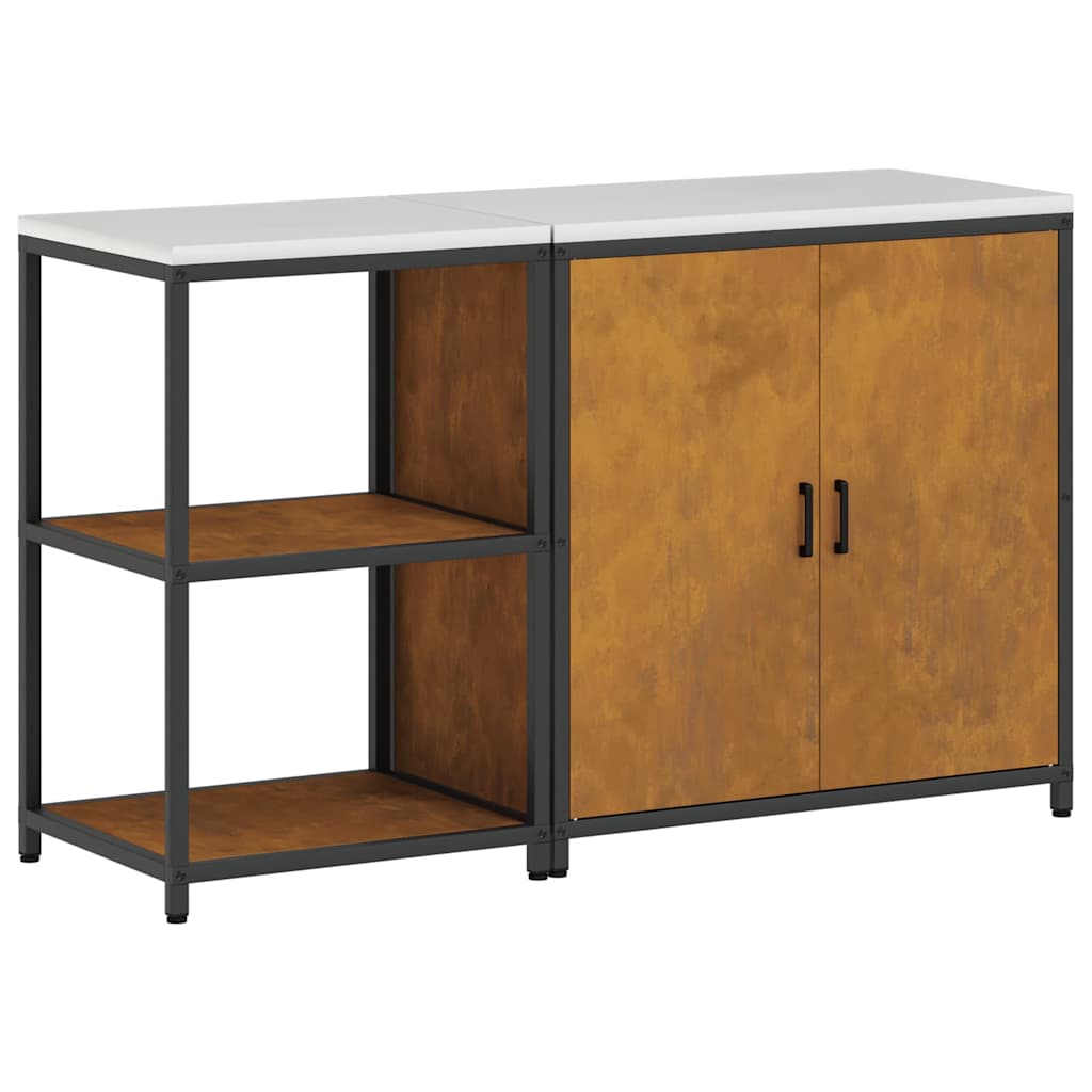 Küchenlager-Set mit Regal mit Tür 2 pcs Rostig 150 x 50 x 92 cm