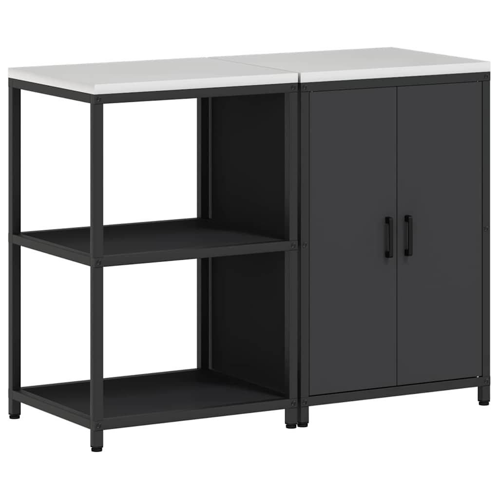 Küchenlager-Set mit Regal 2 pcs Schwarz 120 x 50 x 92 cm