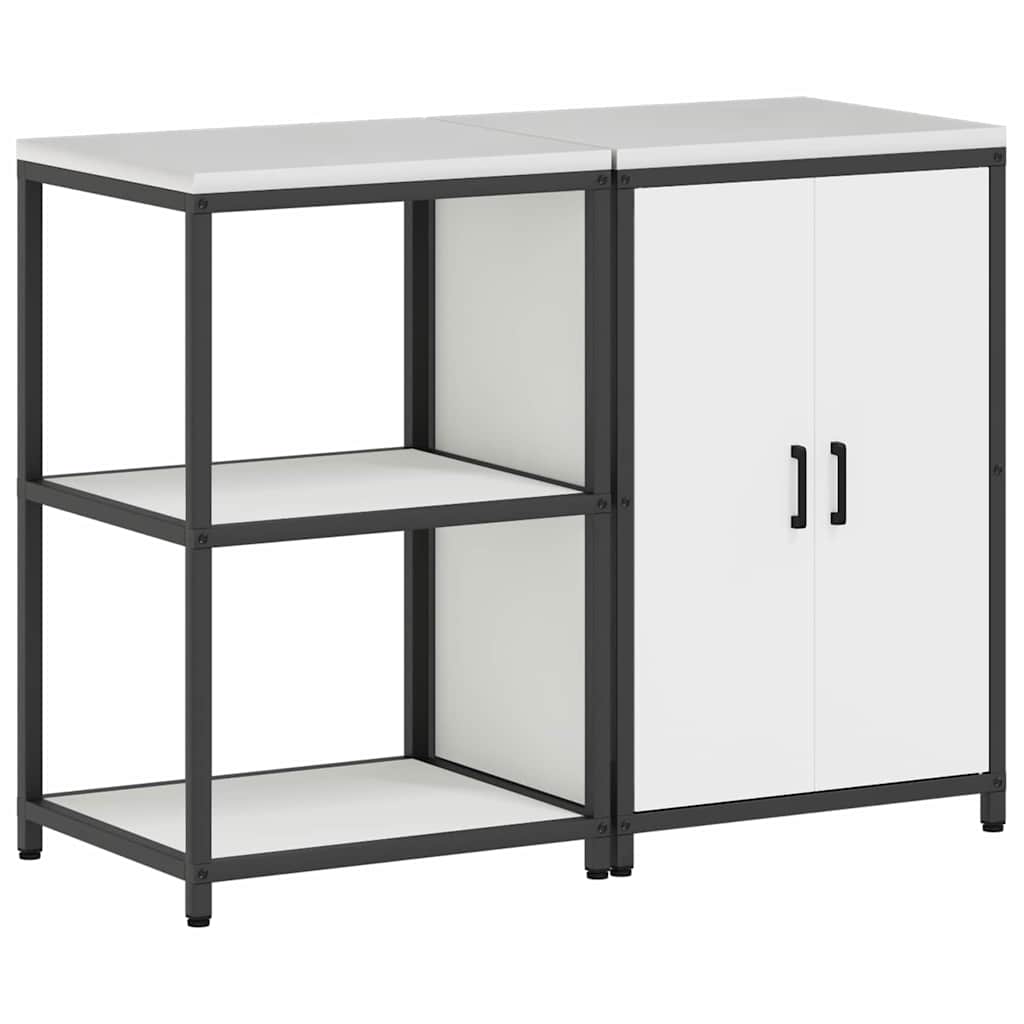 Küchenlager-Set 2 pcs Weiß 120 x 50 x 92 cm Kaltgewalzter Stahl