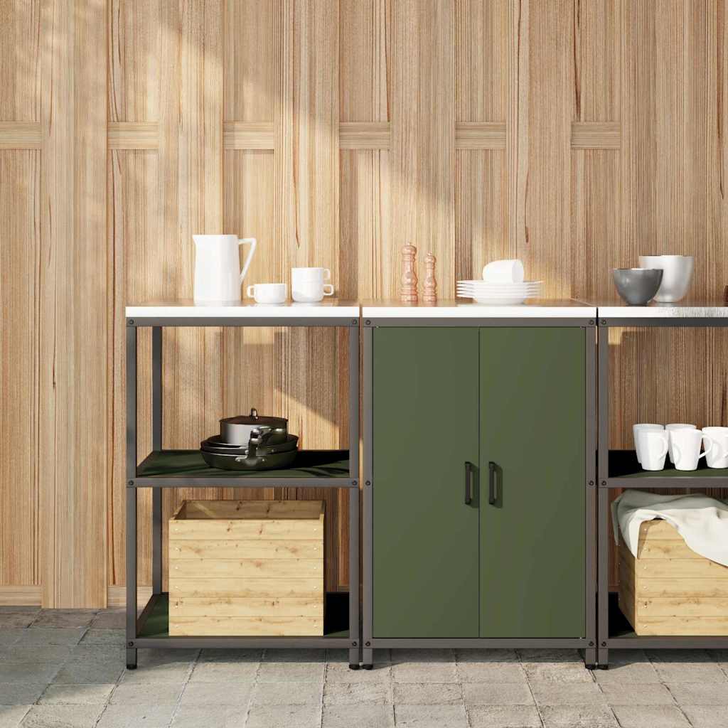 Küchenlager-Set mit Regal 2 pcs Olive Grün 120 x 50 x 92 cm