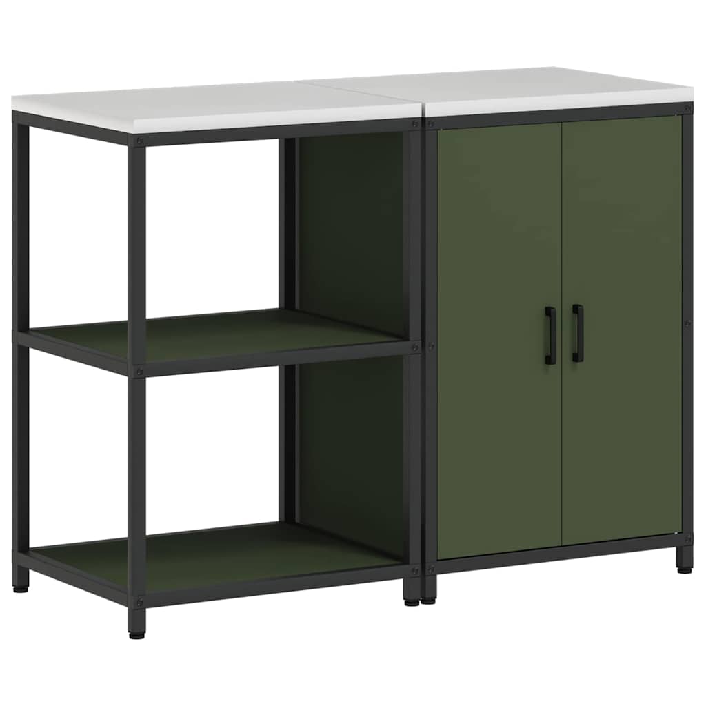 Küchenlager-Set mit Regal 2 pcs Olive Grün 120 x 50 x 92 cm