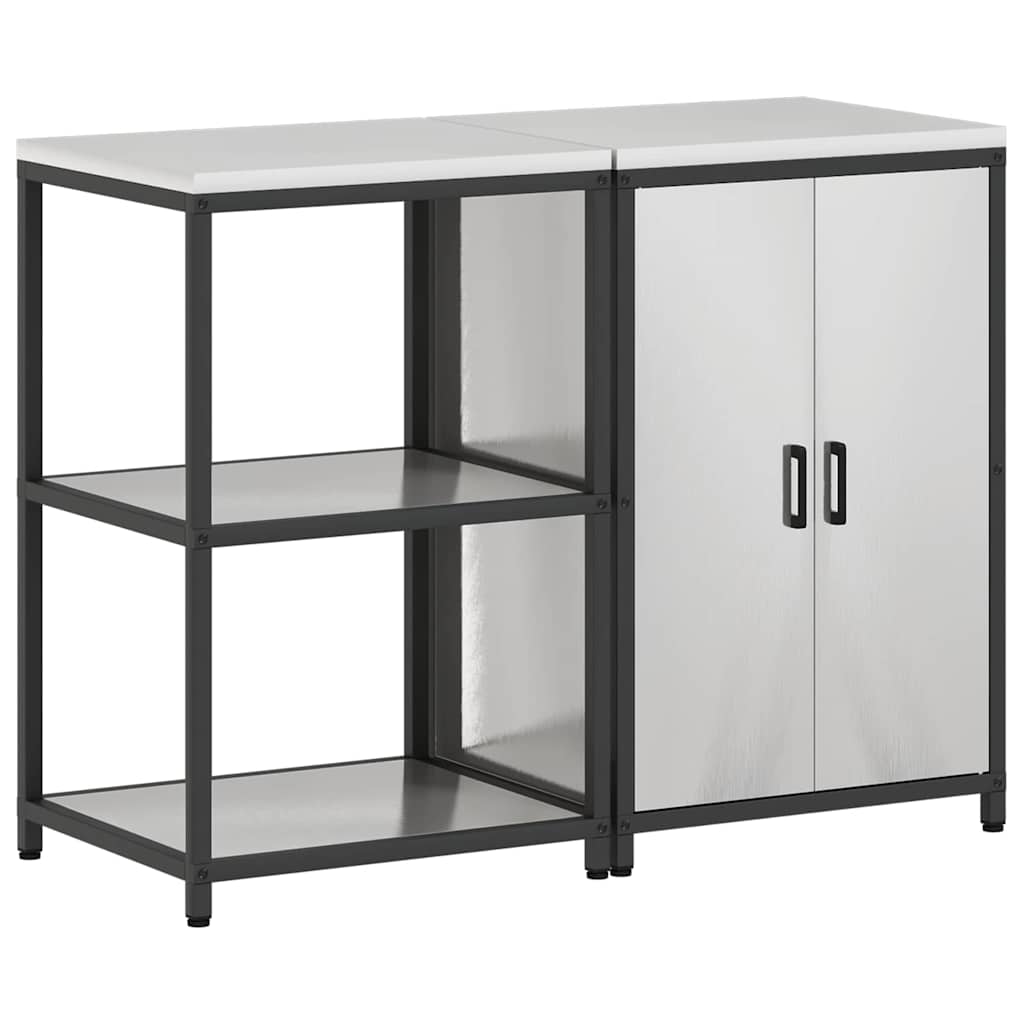 Küchenlager-Set mit Tür 2 pcs Silber 120 x 50 x 92 cm Edelstahl