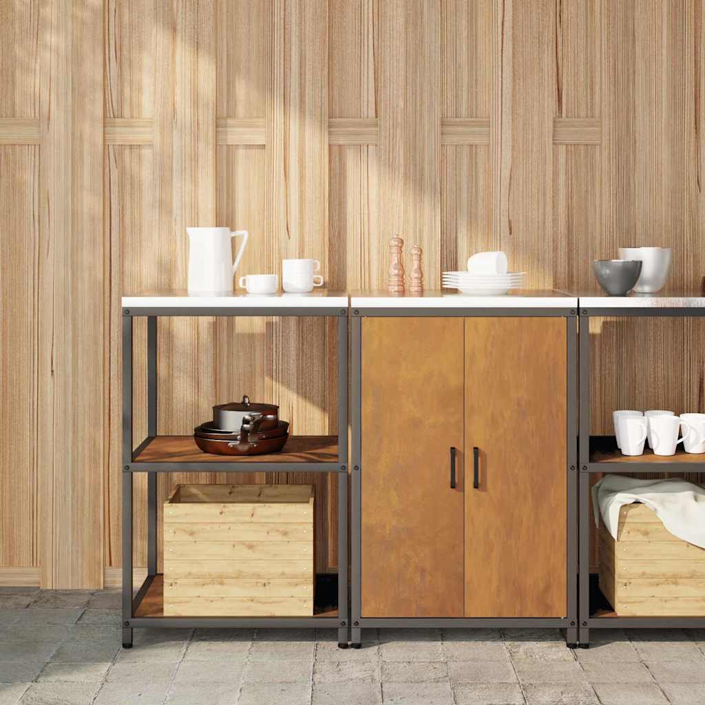 Küchenlager-Set mit Regal mit Tür 2 pcs Rostig 120 x 50 x 92 cm
