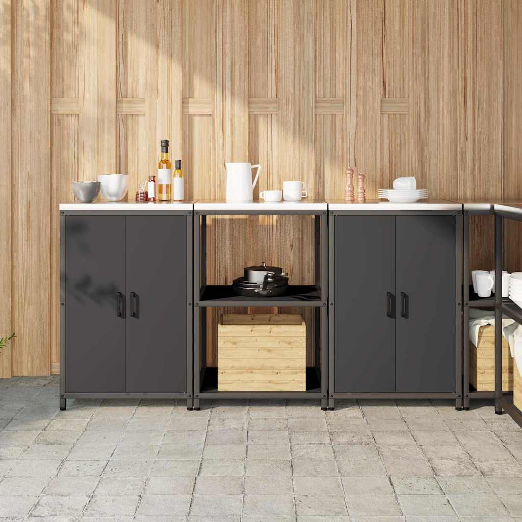 Küchenlager-Set mit Regal 3 pcs Schwarz 180 x 50 x 92 cm