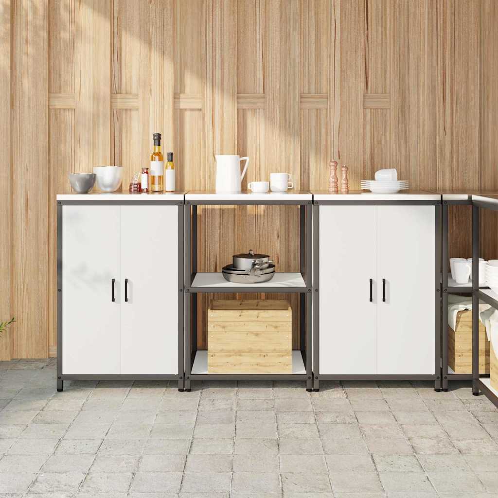 Küchenlager-Set 3 pcs Weiß 180 x 50 x 92 cm Kaltgewalzter Stahl