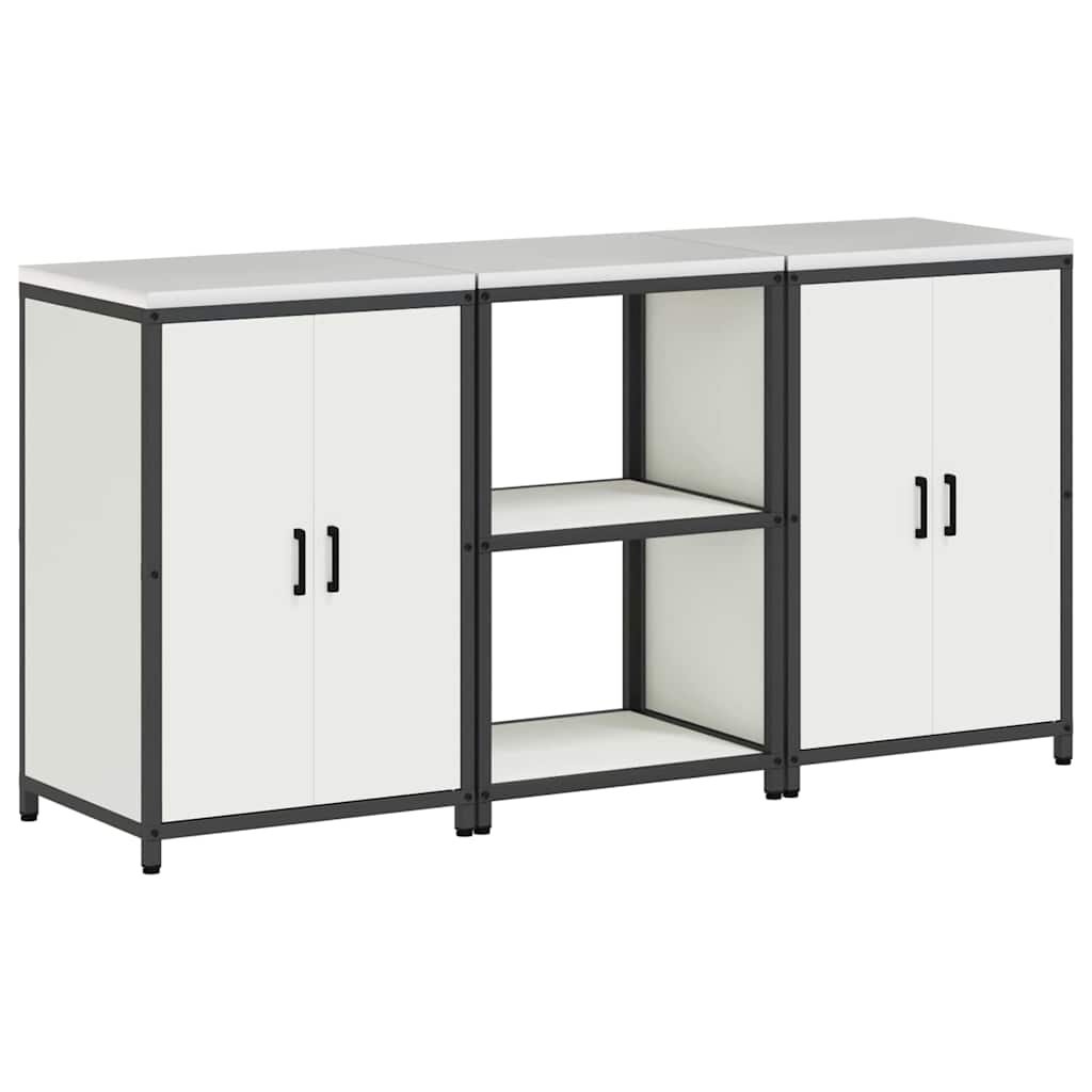 Küchenlager-Set 3 pcs Weiß 180 x 50 x 92 cm Kaltgewalzter Stahl