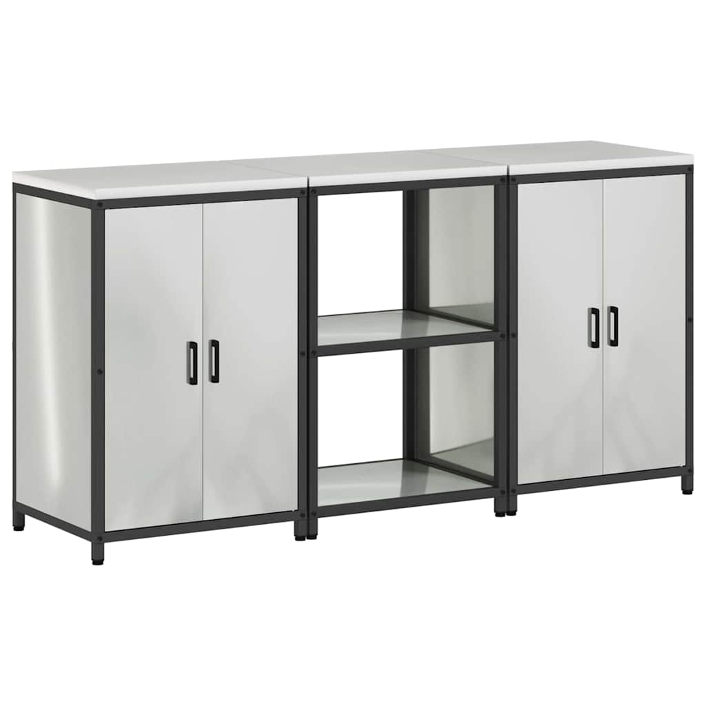 Küchenlager-Set 3 pcs Silber 180 x 50 x 92 cm Verzinkter Stahl