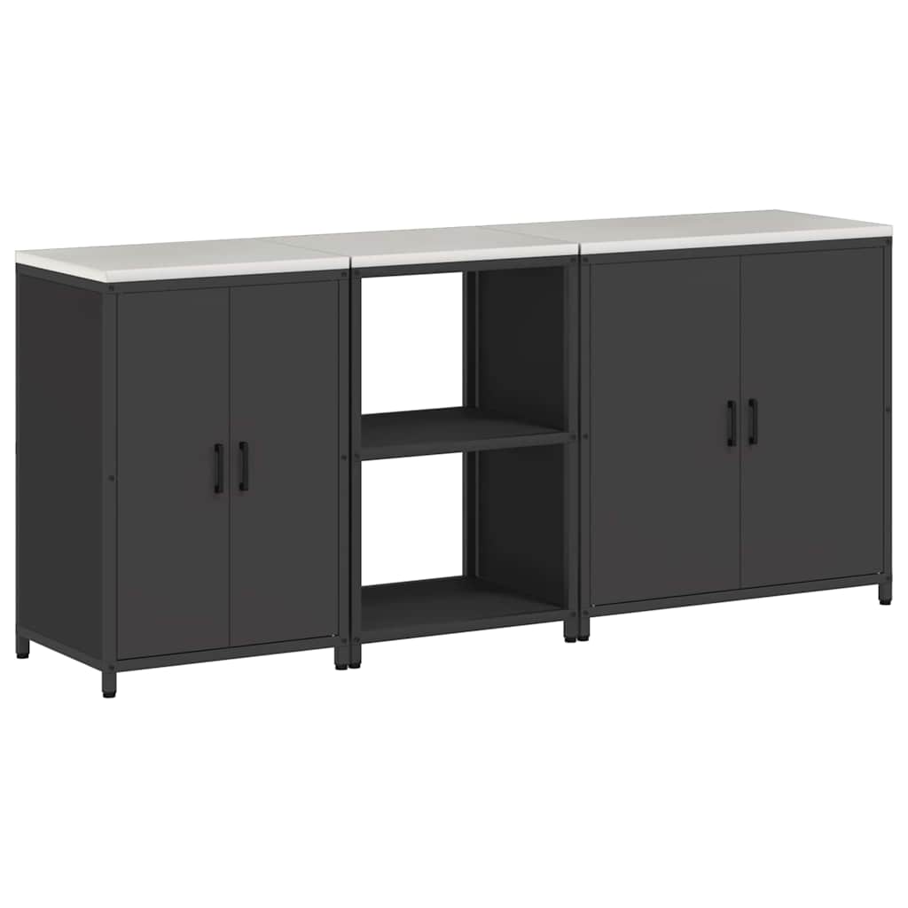 Küchenlager-Set mit Regal Other 3 pcs Schwarz 210 x 50 x 92 cm
