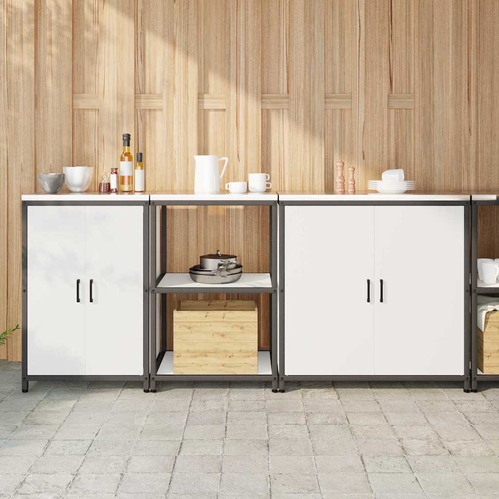 Küchenlager-Set 3 pcs Weiß 210 x 50 x 92 cm Kaltgewalzter Stahl