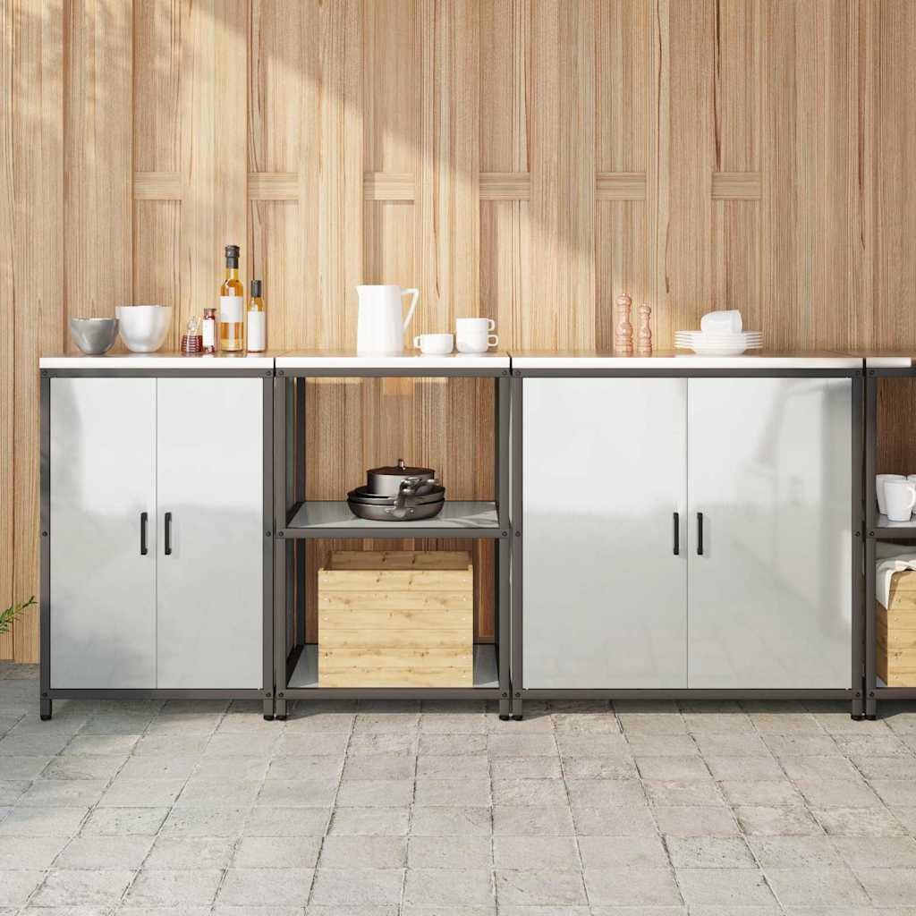 Küchenlager-Set 3 pcs Silber 210 x 50 x 92 cm Verzinkter Stahl