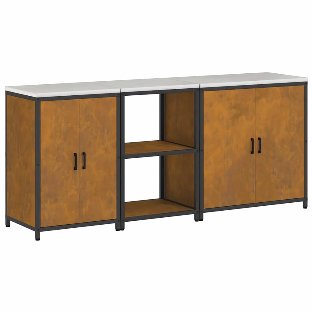Küchenlager-Set mit Regal Other 3 pcs Rostig 210 x 50 x 92 cm
