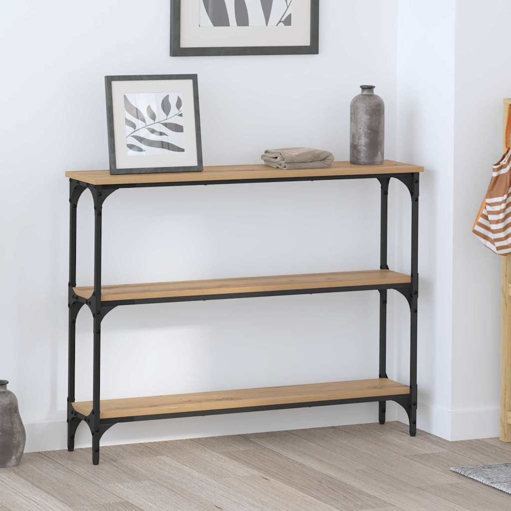 Konsolentisch mit Regal Eiche handwerklich 100 x 22,5 x 75 cm