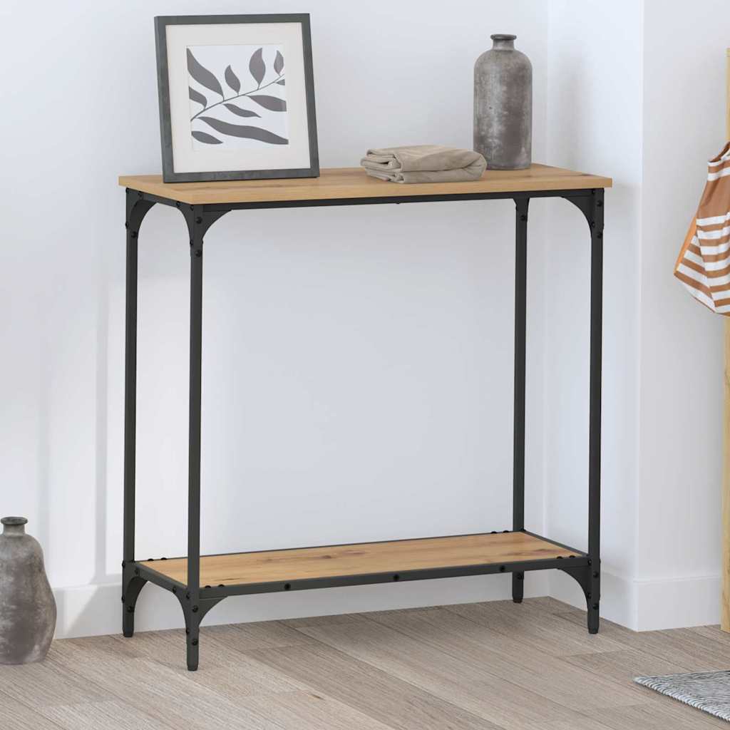 Konsolentisch mit Regal Eiche handwerklich 75 x 30.5 x 75 cm