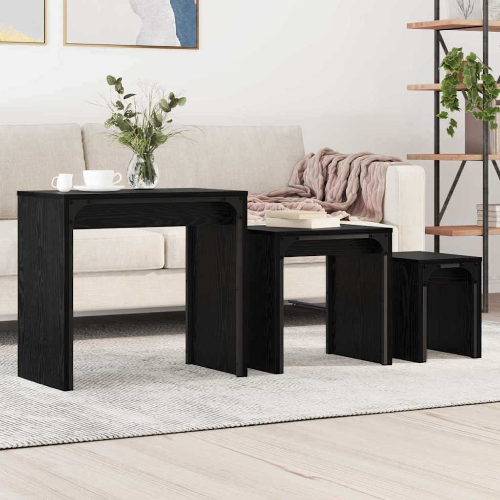 Nesting Couchtisch 3 pcs Schwarze Eiche 60 x 35 x 56 cm