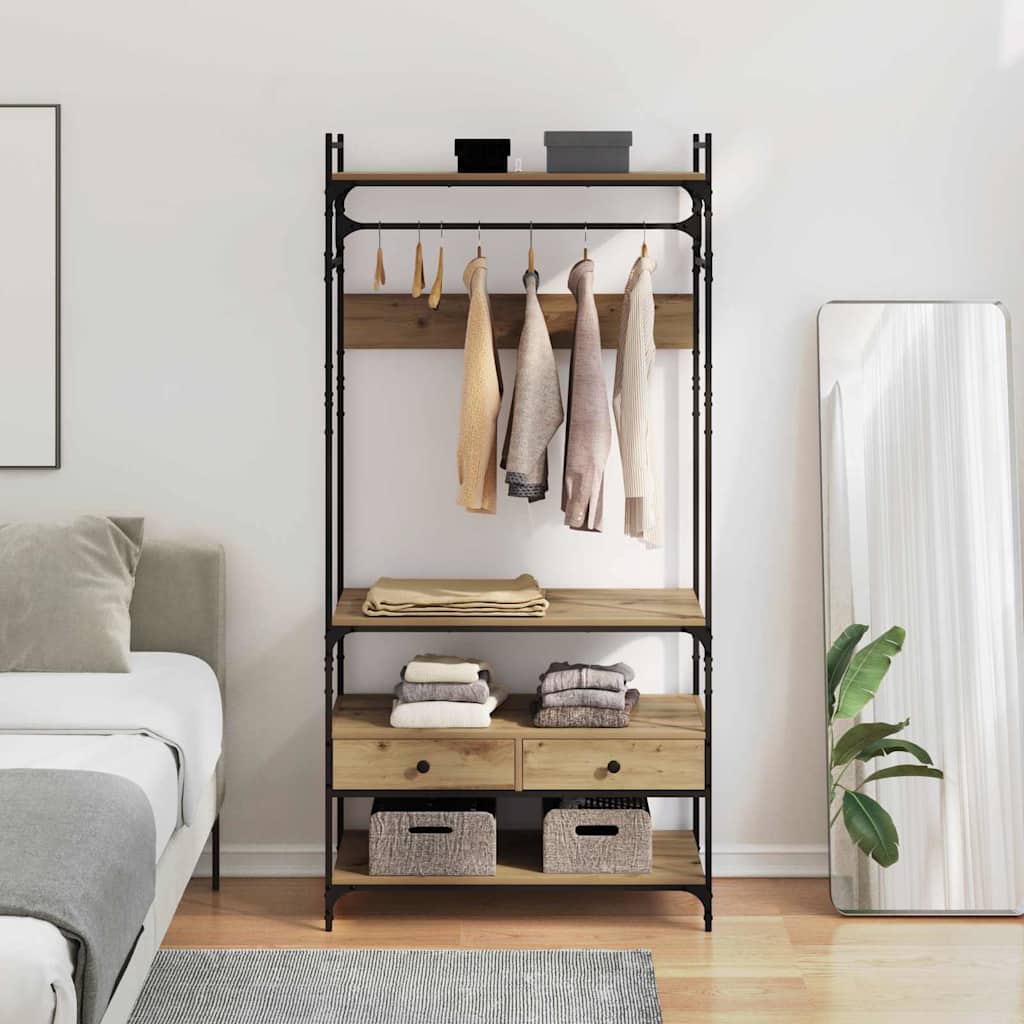 Kleiderschrank mit Regal Eiche handwerklich 89 x 39 x 184.5 cm