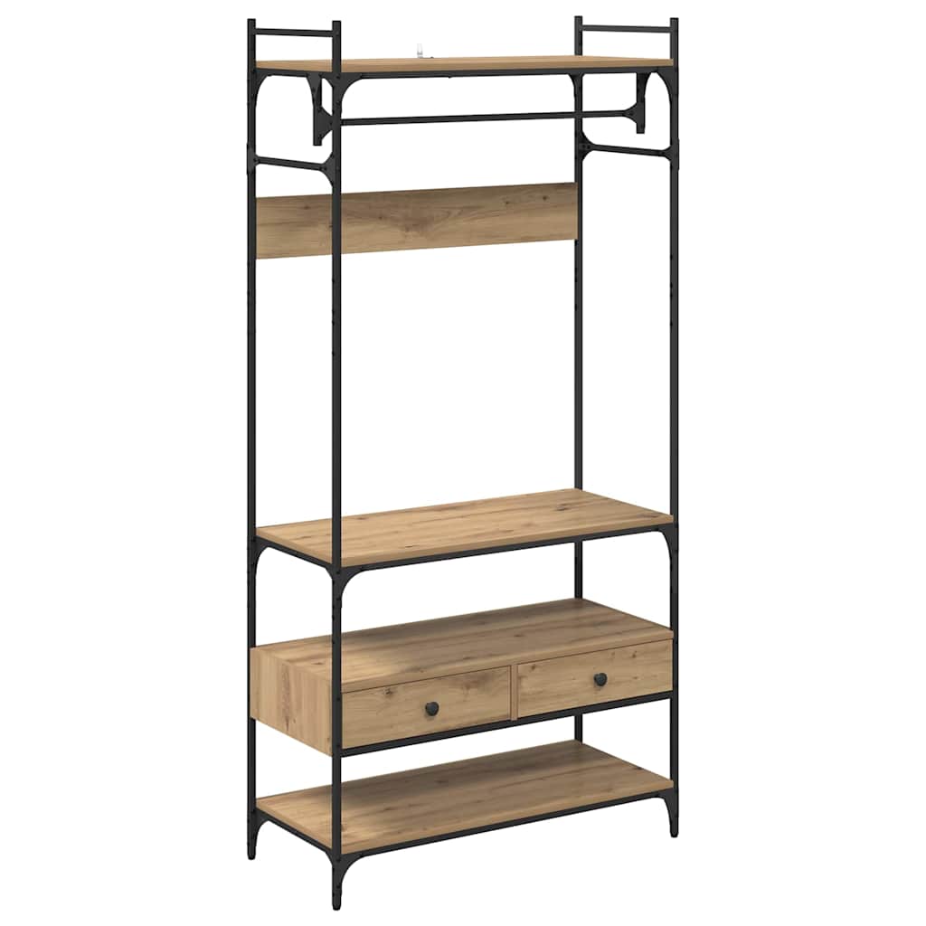 Kleiderschrank mit Regal Eiche handwerklich 89 x 39 x 184.5 cm