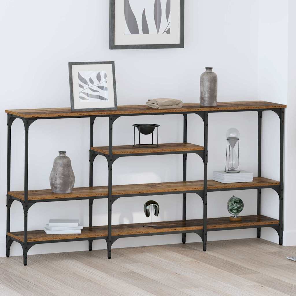 Konsolentisch mit Regal Altholz 160 x 29 x 80 cm Holzwerkstoff
