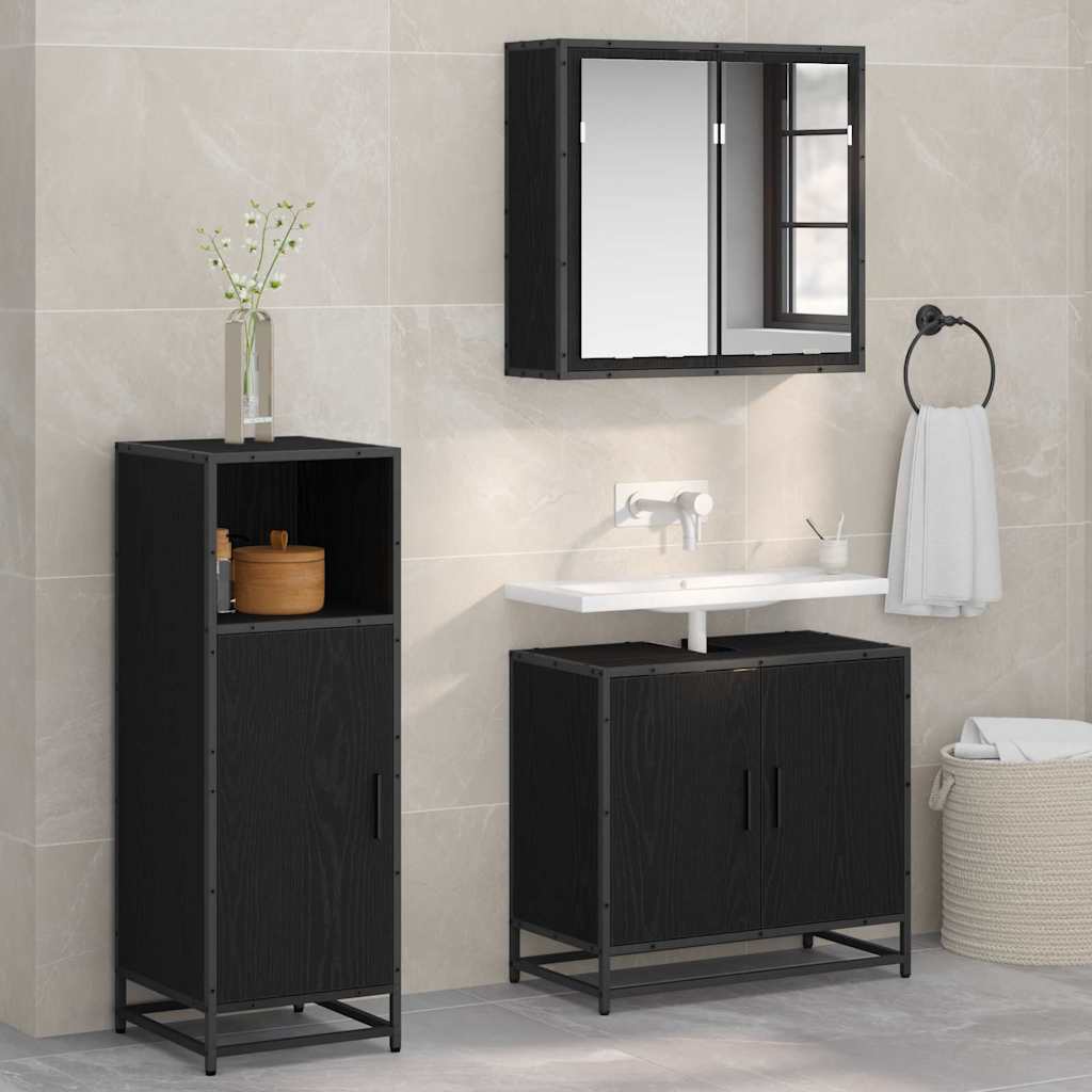 Badezimmer Schrank mit Tür Schwarze Eiche 35 x 37,5 x 100 cm