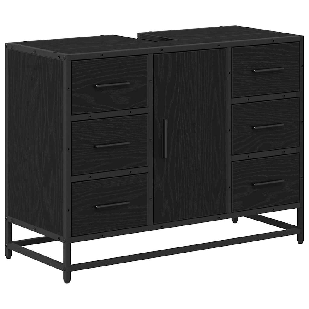 Badezimmer Waschbecken Schrank Schwarze Eiche 80 x 33 x 60 cm