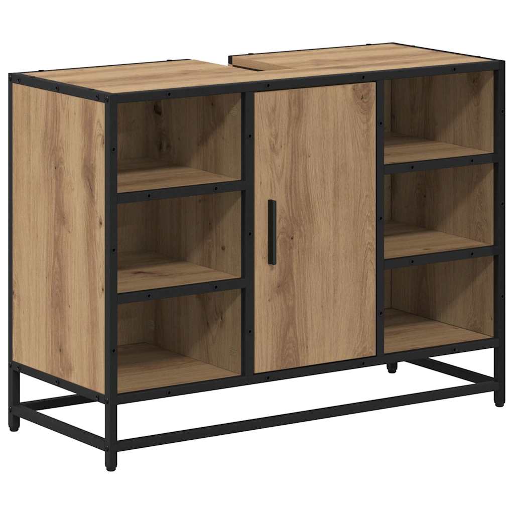 Badezimmer Waschbecken Schrank mit Regal Eiche handwerklich