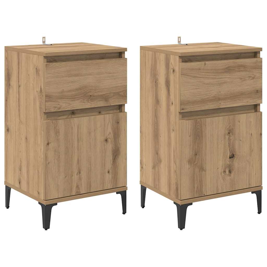 Nachttisch 2 pcs Eiche handwerklich 40 x 35 x 70 cm