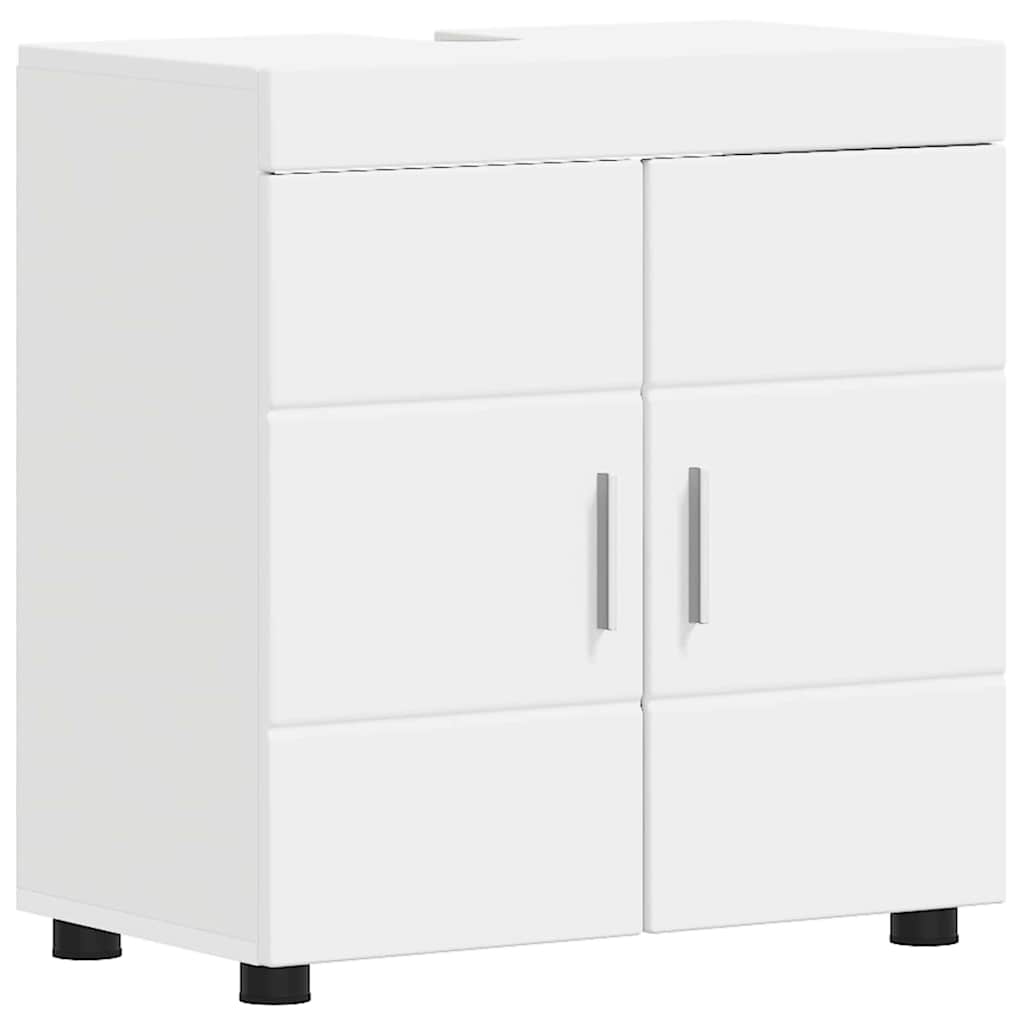 Badezimmer Waschbecken Schrank mit Tür Weiß 60 x 34 x 63 cm