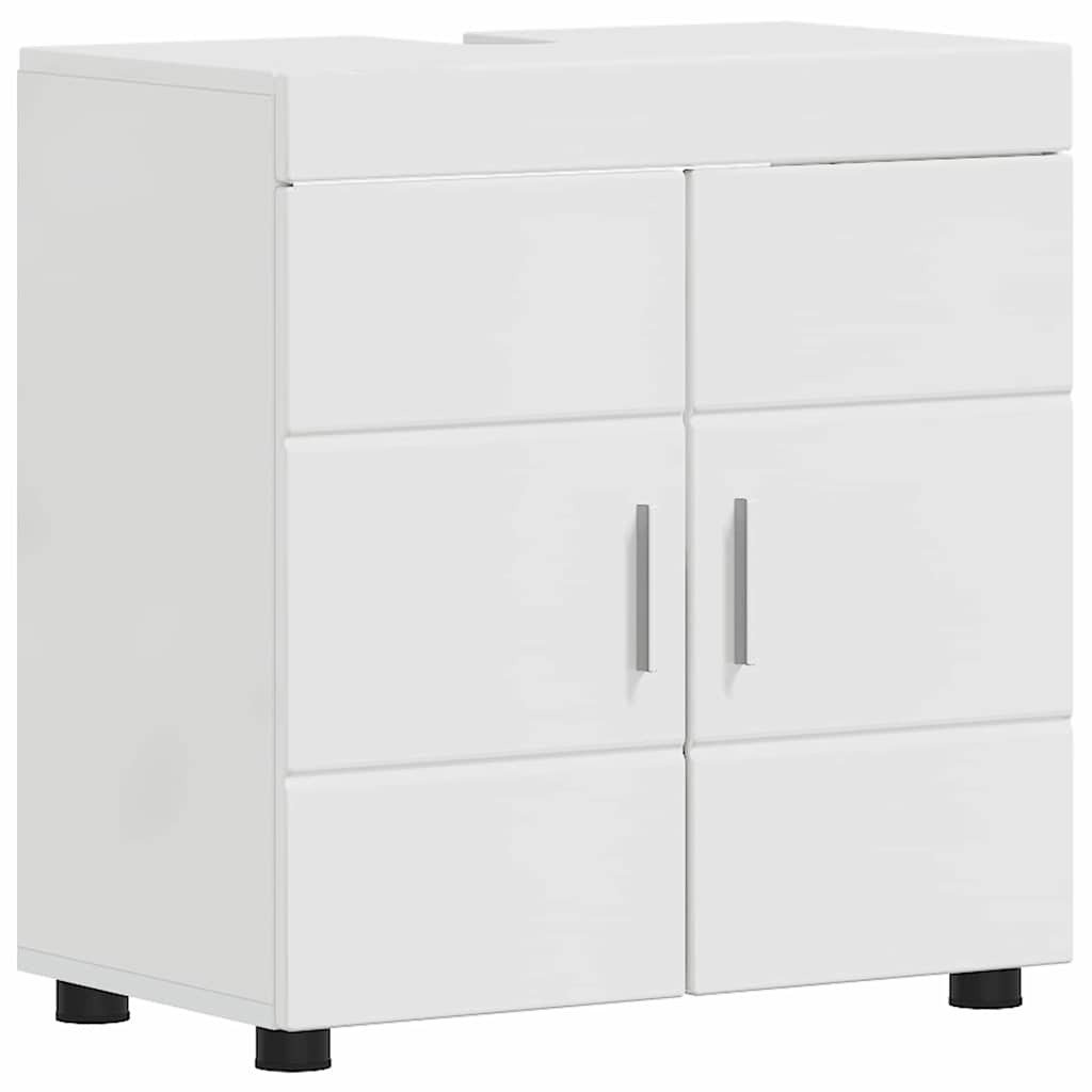 Badezimmer Waschbecken Schrank Hochglanz-Weiß 60 x 34 x 63 cm