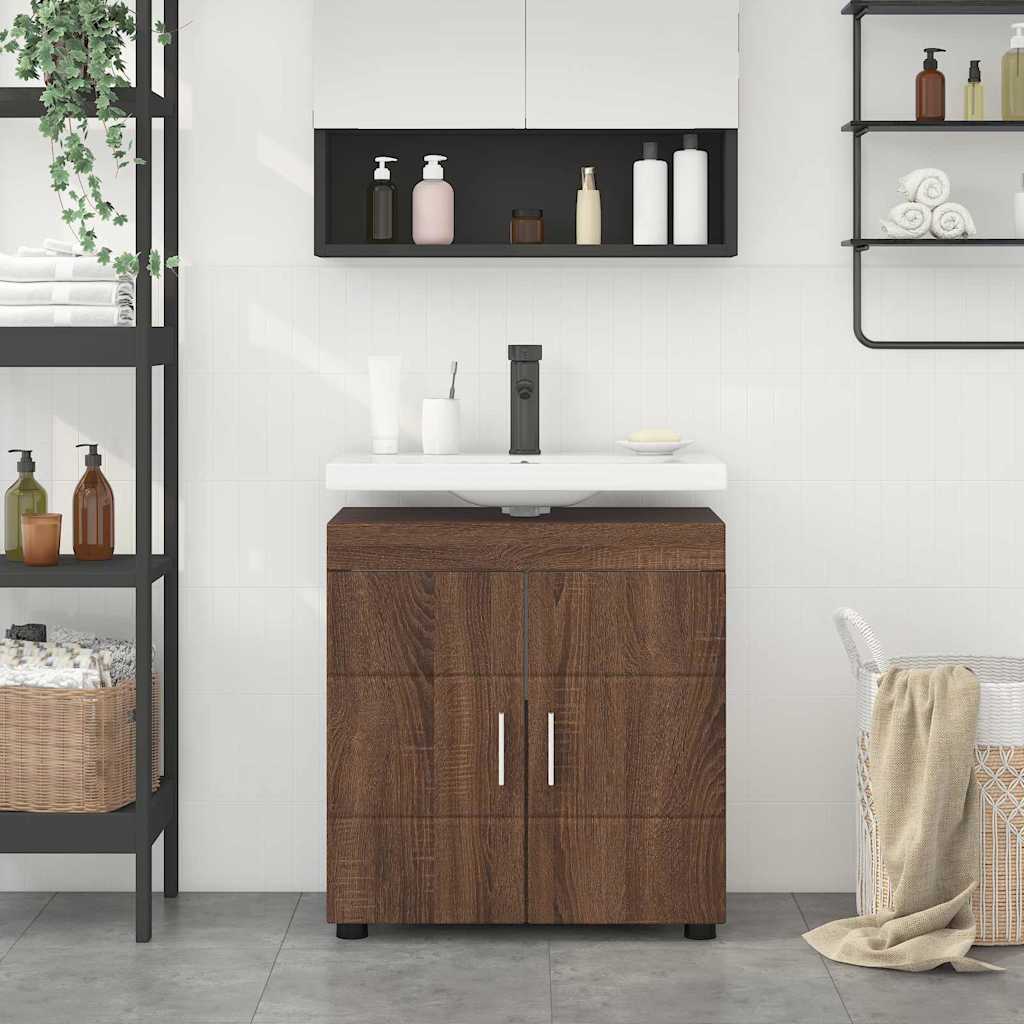Badezimmer Waschbecken Schrank Braune Eiche 60 x 34 x 63 cm
