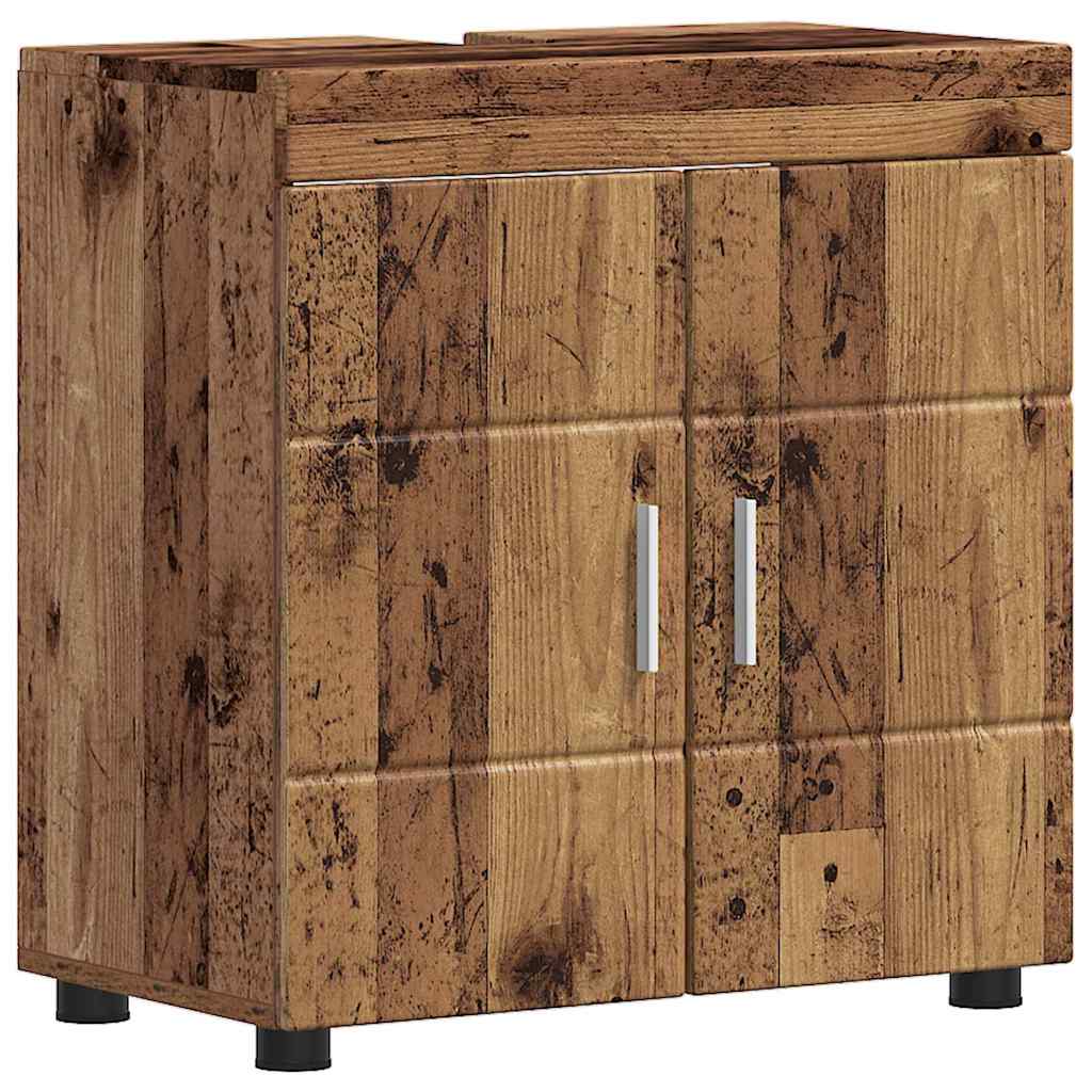 Badezimmer Waschbecken Schrank mit Tür Altholz 60 x 34 x 63 cm