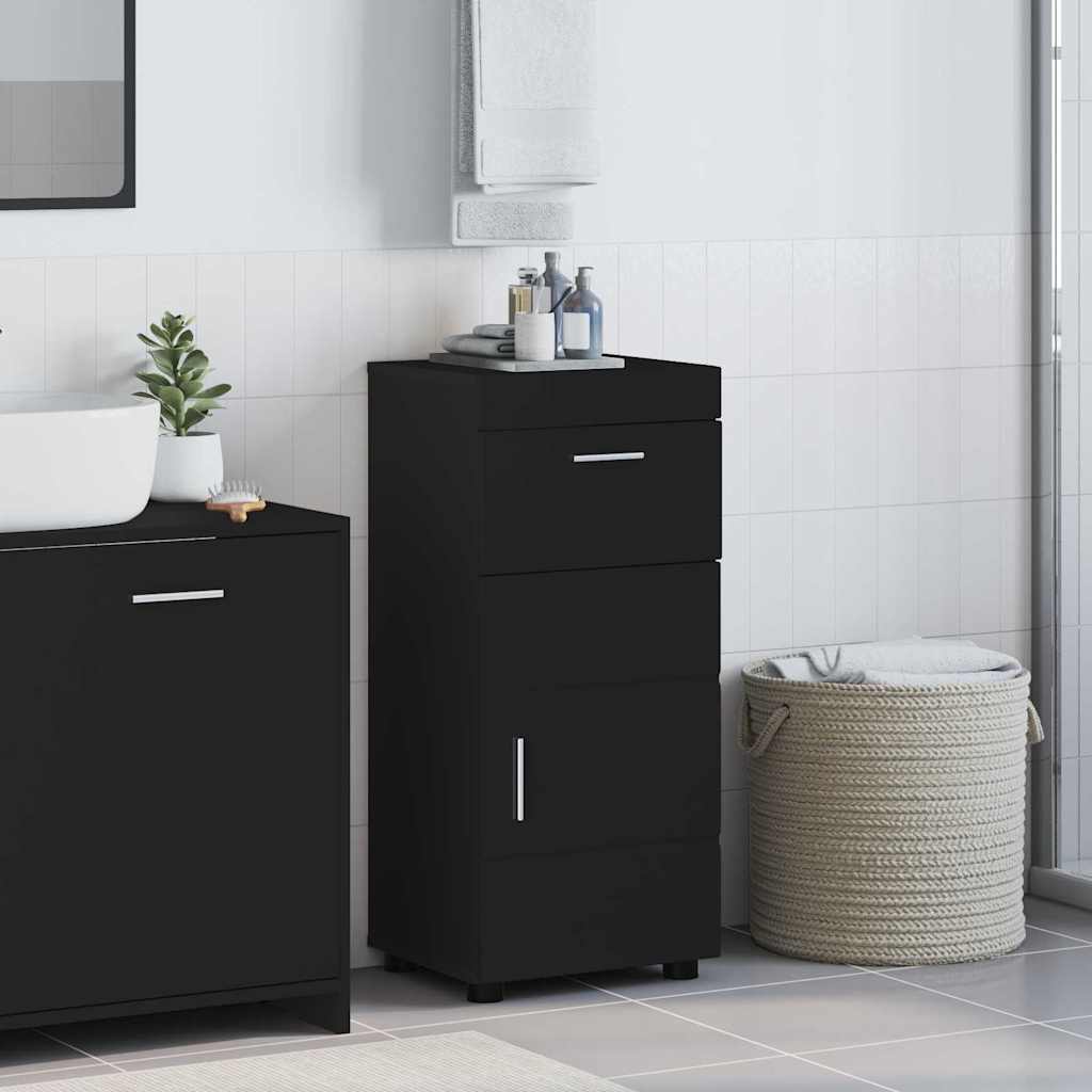 Badezimmer Schrank Schwarz 37 x 31,5 x 82 cm Holzwerkstoff