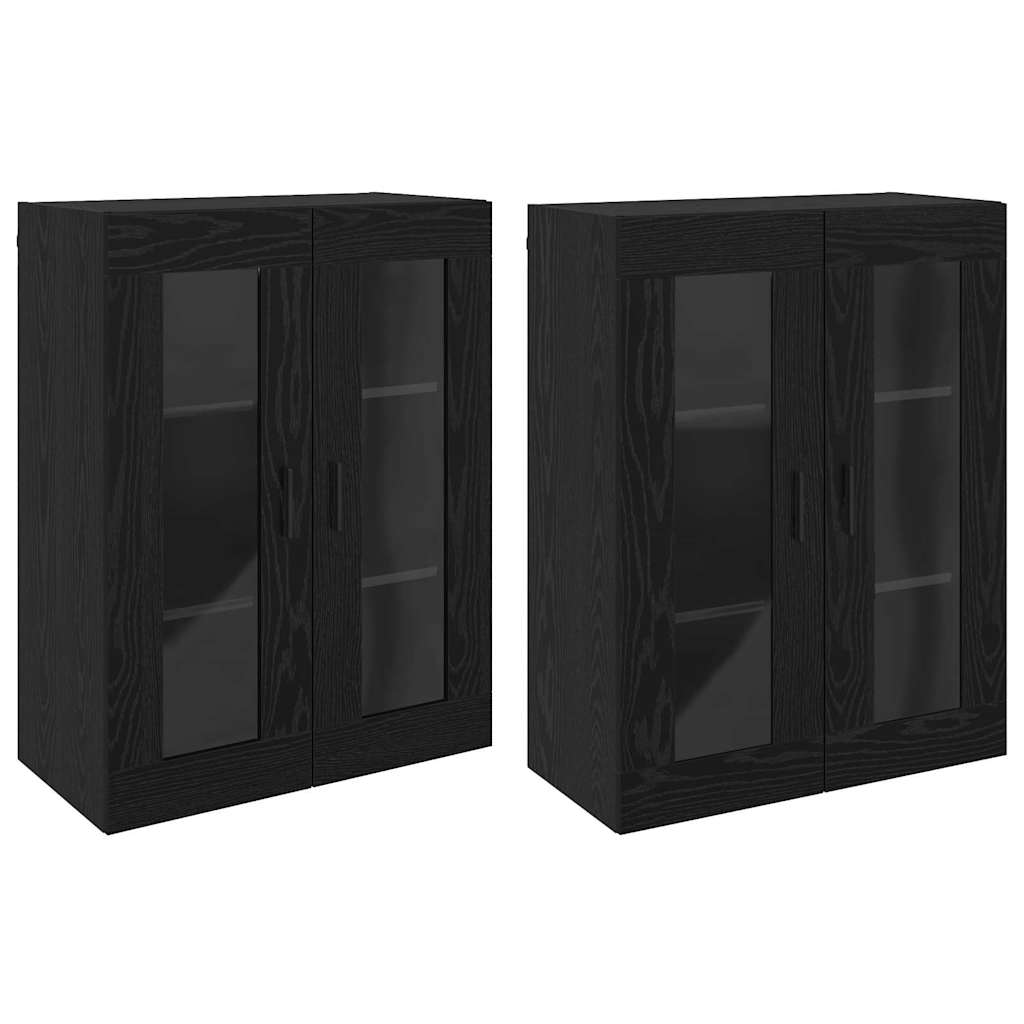 Wandmontierte Schränke 2 pcs Schwarze Eiche 69.5 x 34 x 90 cm
