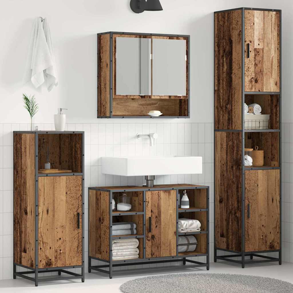 Badezimmer Schrank Altholz 35 x 37,5 x 188,5 cm Holzwerkstoff