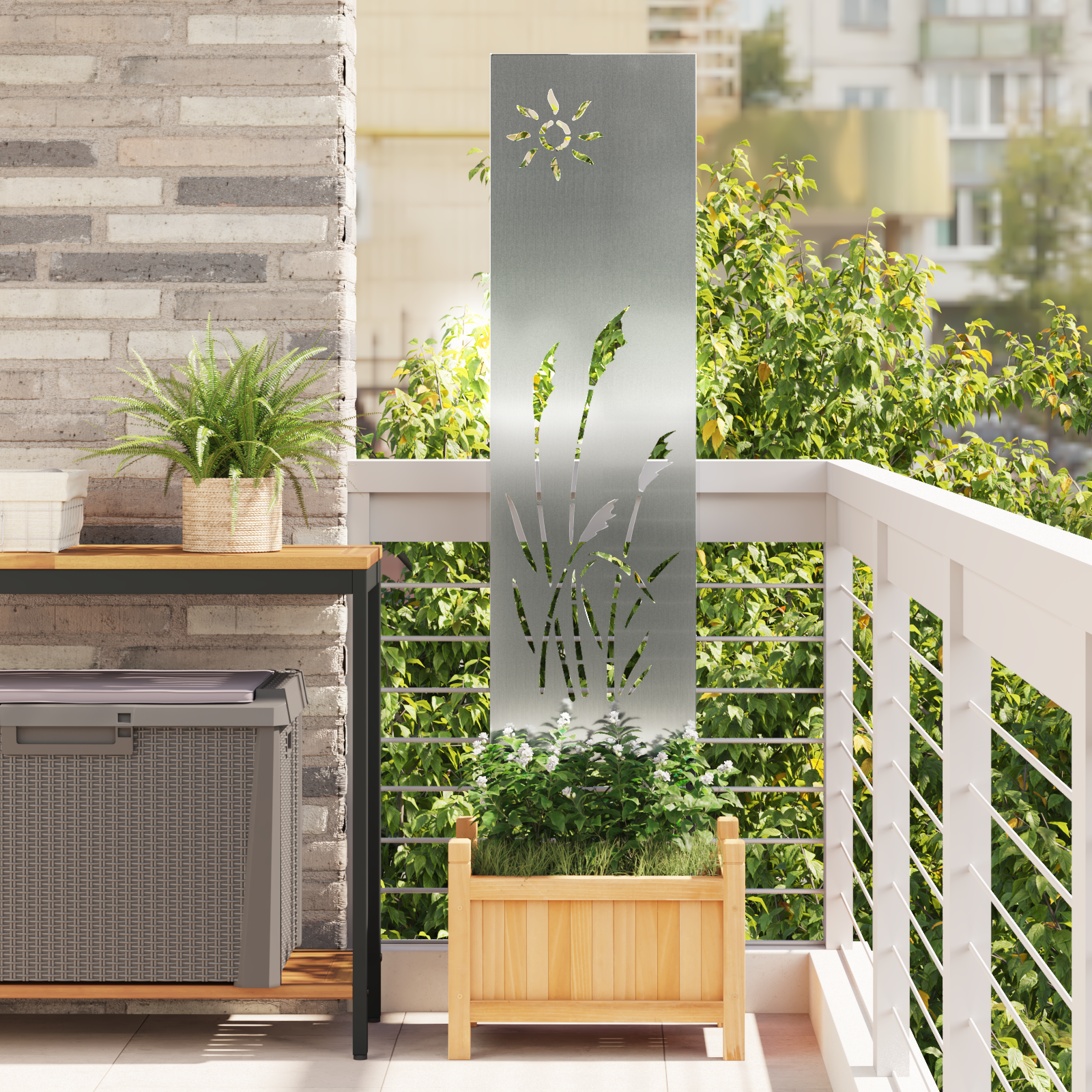 Garten dekoratives Panel Silber 32 x 140 cm Verzinkter Stahl