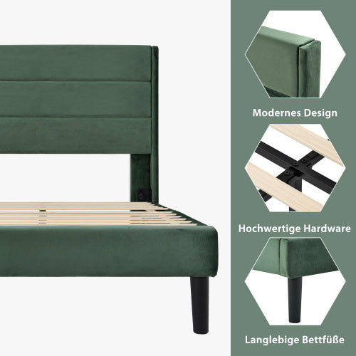 Linen Bed Frame With Slatted Frame