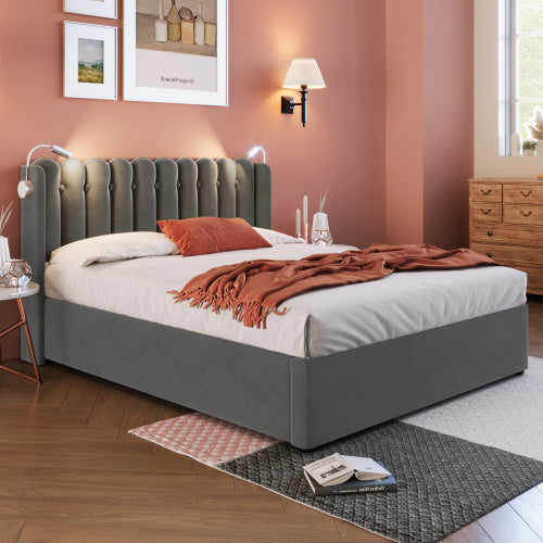 Linen Storage Space Bed Frame With Mattress Size  160cmx200cm