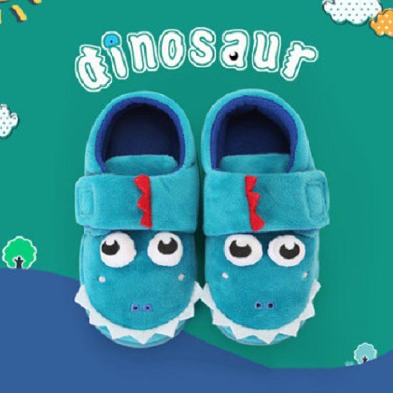 Cute Children's Home Plus Velvet Non-slip Bag Heel Slippers