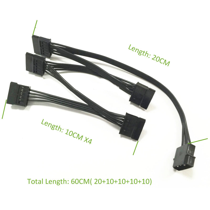 Molex 4pin IDE 1 to 5 SATA 15Pin Hard Drive Power Supply Spl