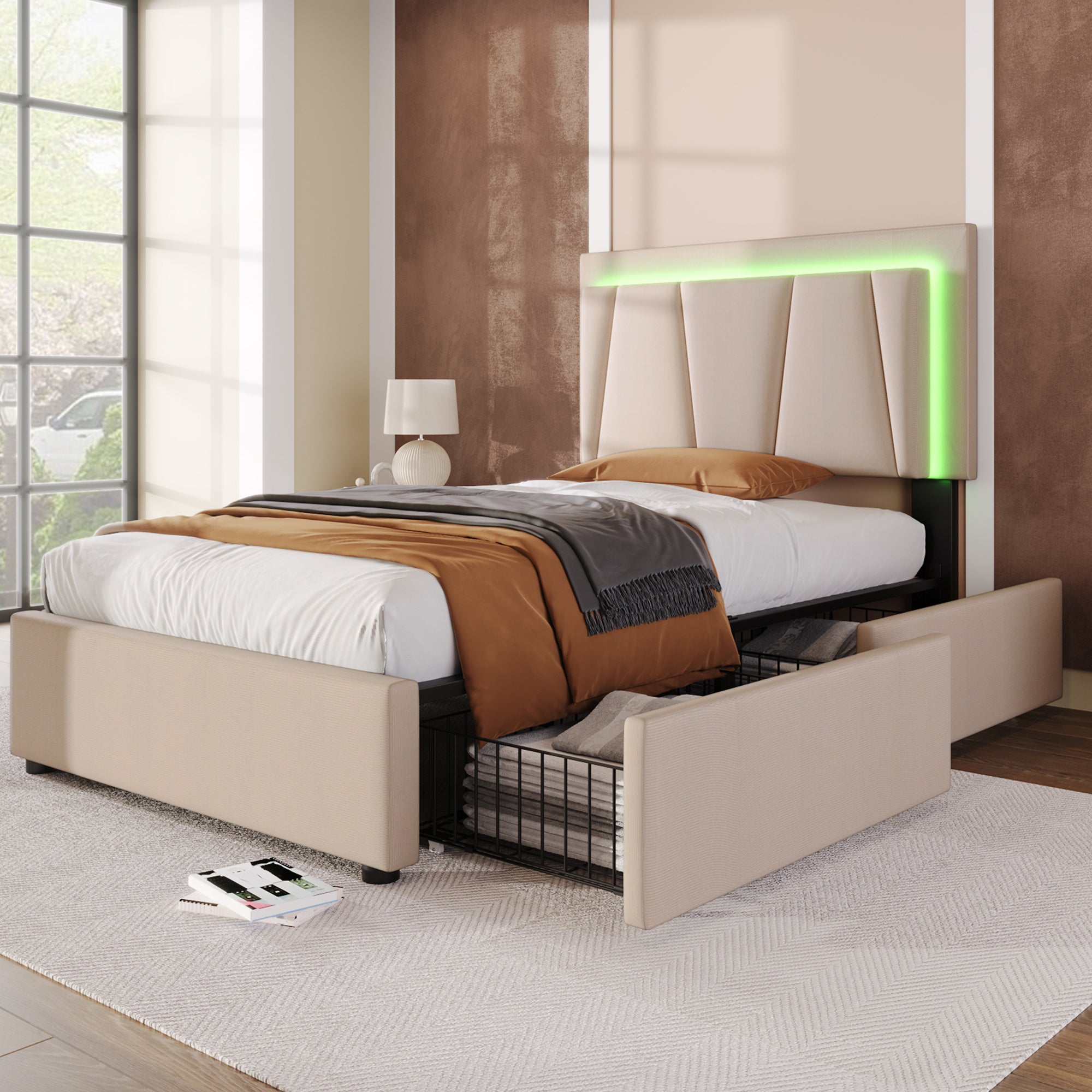 Wooden Storage Bed Bed Frame  Size  90cmx200cm