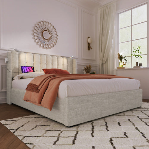 Linen Storage Space Bed Frame With Mattress  Size 160cmx200cm