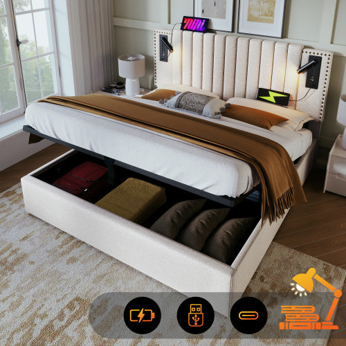 Cotton Panel Material Storage Bed Frame