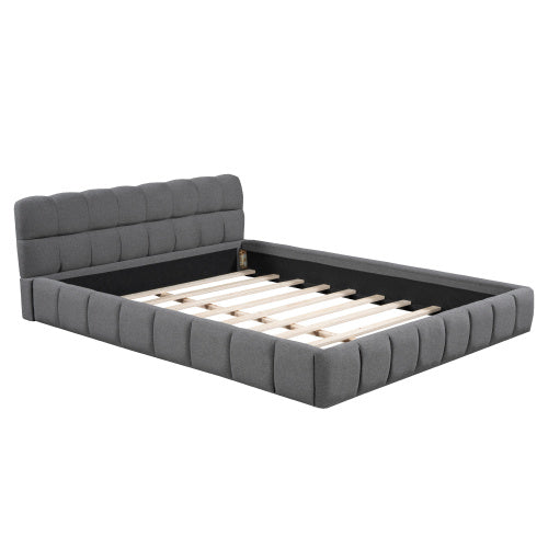 Double Bed With Soft Linen Backrest